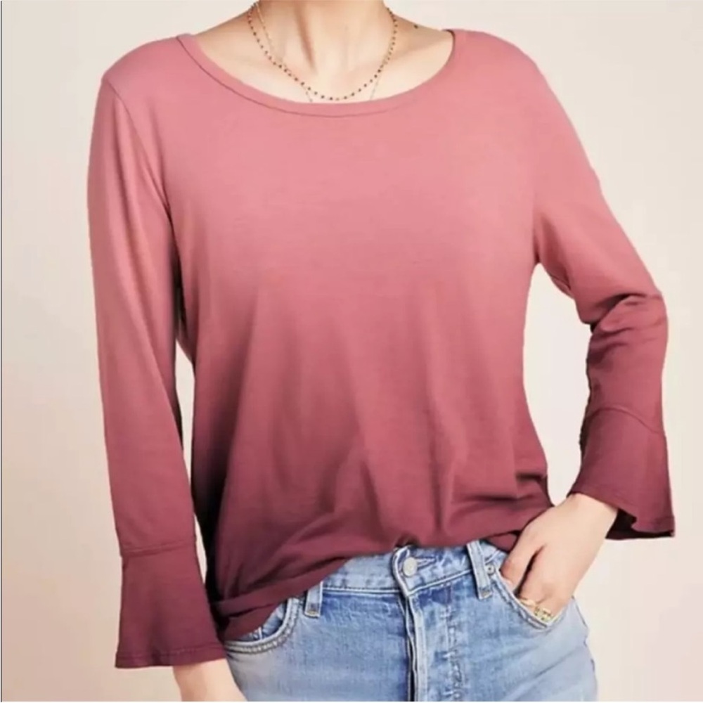 Anthropologie T.La Tessa pink ombre long sleeve bell sleeve shirt size XS